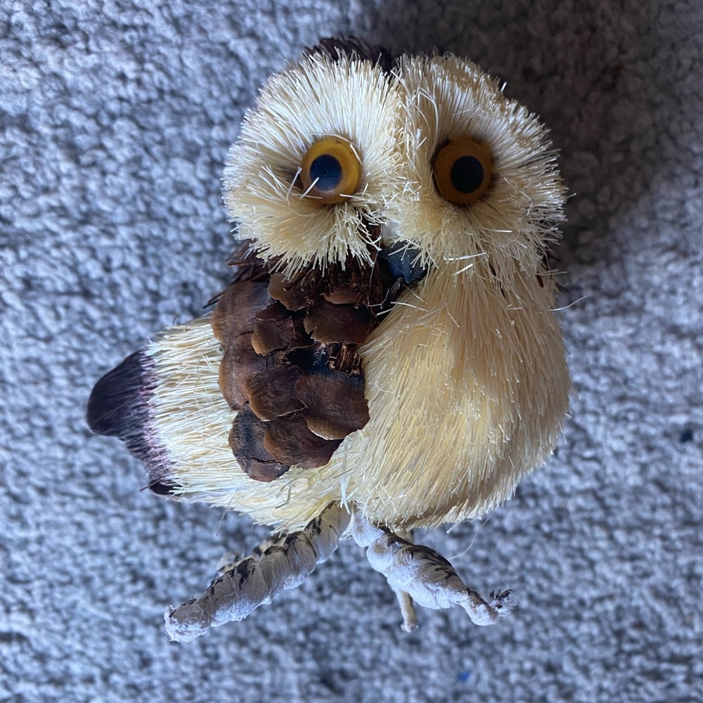 Owl Rafia Beaded Eyes Hanging 3" Christmas Ornaments